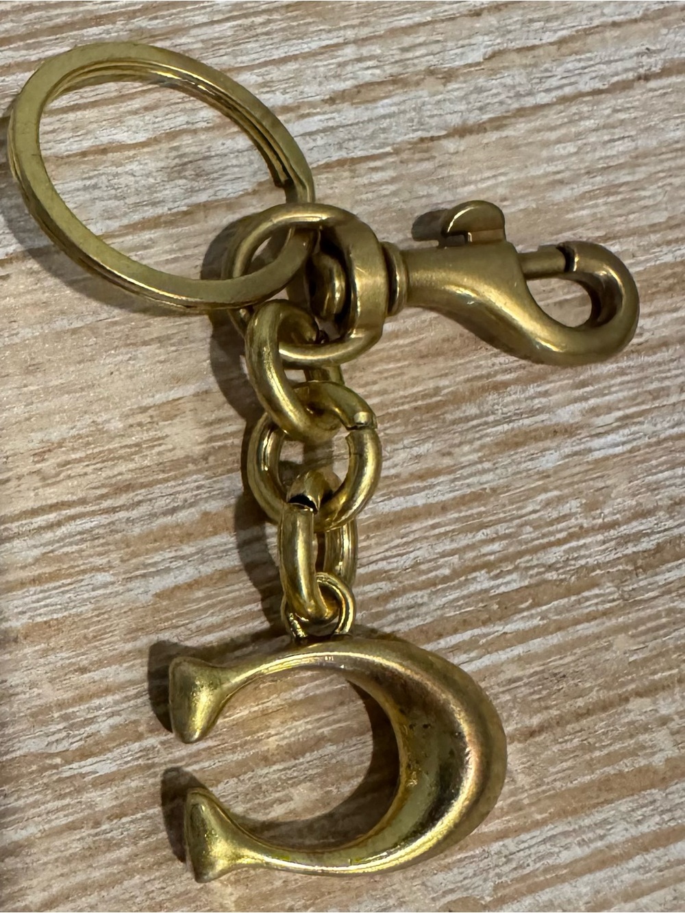 Gold-Tone Letter C Keychain Charm - Picture 2 of 4